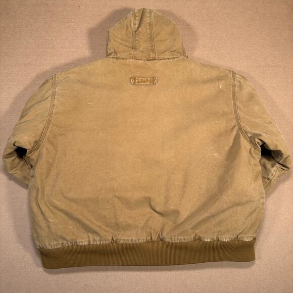 Vintage Cabela's Outdoor Tan Brown Duck Work Carhartt Style Coat W/ Hood 3XL - Picture 5 of 8